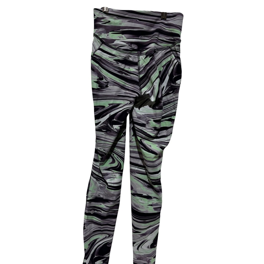 Lululemon Base Pace 25' High Rise Leggings Size 4 Liquify Black Multi Marble - Picture 3 of 8